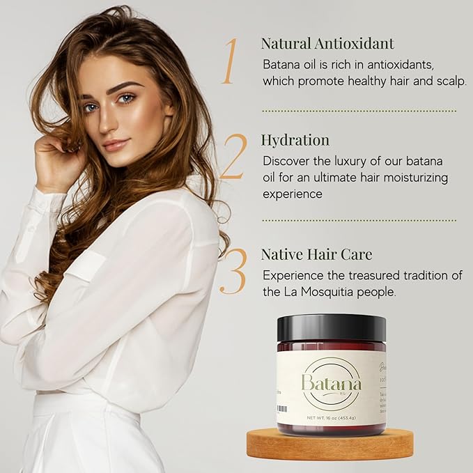 BatanaCo Real Batana Oil for Hair Growth - 100% Pure & Natural, 16 FL OZ
