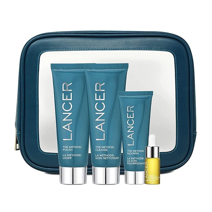 Lancer Skincare Intro Kit | Face Scrub, Cleanser, Moisturizer & Omega Oil