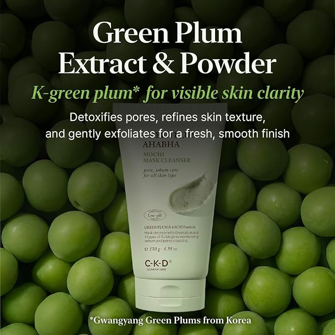 CKD Green Plum AHA BHA Clay Mask Cleanser, Removes Blackheads & Sebum
