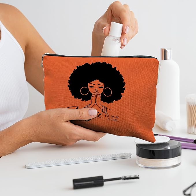 Likjad Black Girl Magic Makeup Bag - African American Girl & Women Gift - Cosmetic Bag