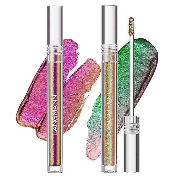 Jolilab 2Pcs Liquid Chameleon Eyeshadow Set, Holographic Multichrome Makeup