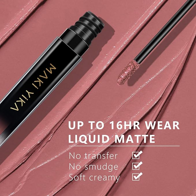 MAKI YIKA 3Pc Matte Liquid Lipstick Set Red Pink Nude Lipsticks For Women