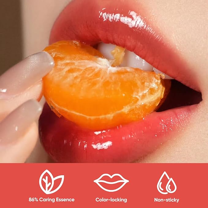JUDYDOLL Ice Watery Lip Gloss, Waterproof Long-lasting Moisturizing Liquid Lipstick, Mirror Lip Glazes, Plumping Gloss (#10 Juiced Berry, 2.4 grams)