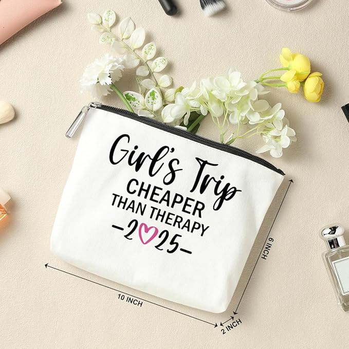 2 PCS Girls Trip Gifts Favors 2026 Girls Weekend Gifts for Women Bestie Gifts Friend Gifts Girls Trip Favors for Sister Her Best Friend Friendship Holiday Vacation Makeup Bag Weekend Bags for Women