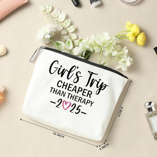2 PCS Girls Trip Gifts Favors 2026 Girls Weekend Gifts for Women Bestie Gifts Friend Gifts Girls Trip Favors for Sister Her Best Friend Friendship Holiday Vacation Makeup Bag Weekend Bags for Women