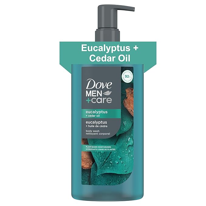 DOVE MEN Moisturizing Body Wash for Men, Eucalyptus + Cedar Oil, 26oz
