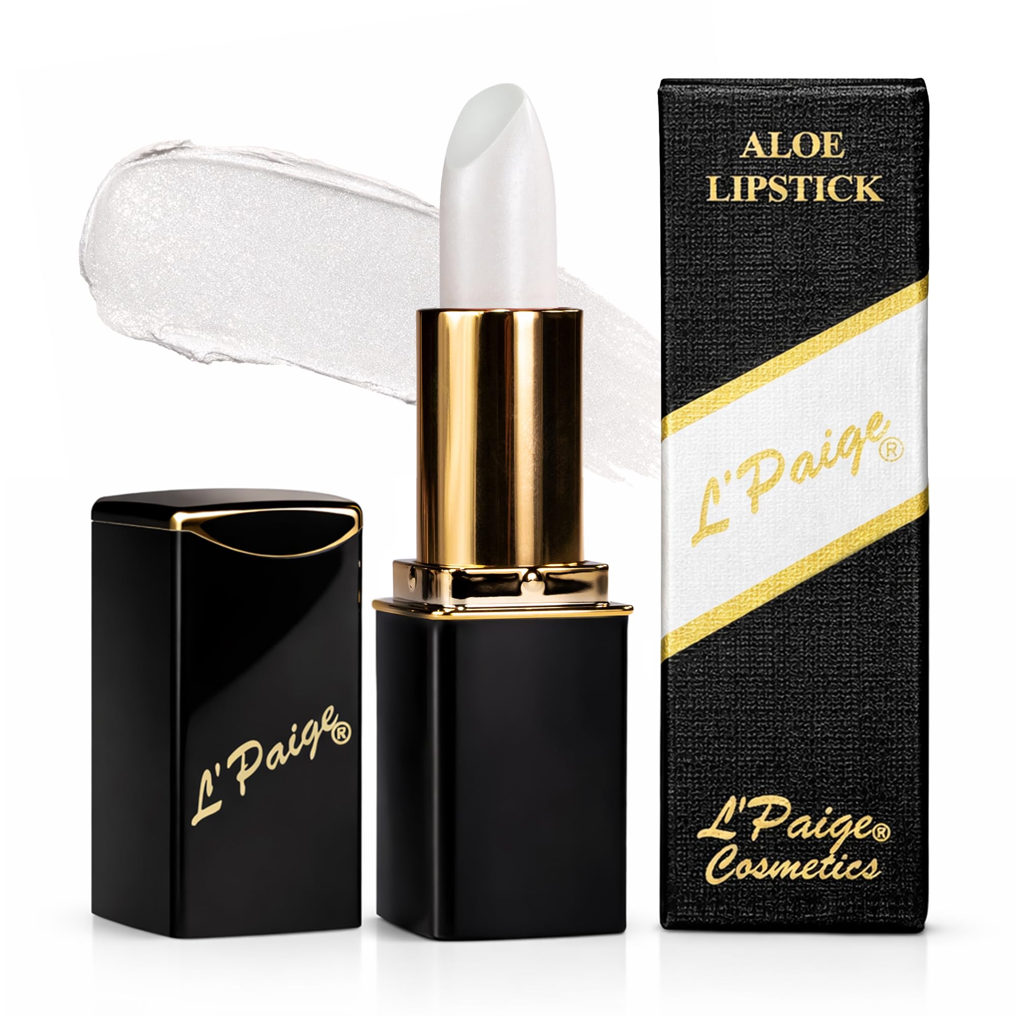 L'Paige Pearl Lipstick | White Pearl Shimmer Lip Color | Aloe Vera Moisturizing Formula | Long-Lasting Luminous Pearlescent Finish | Shade L34