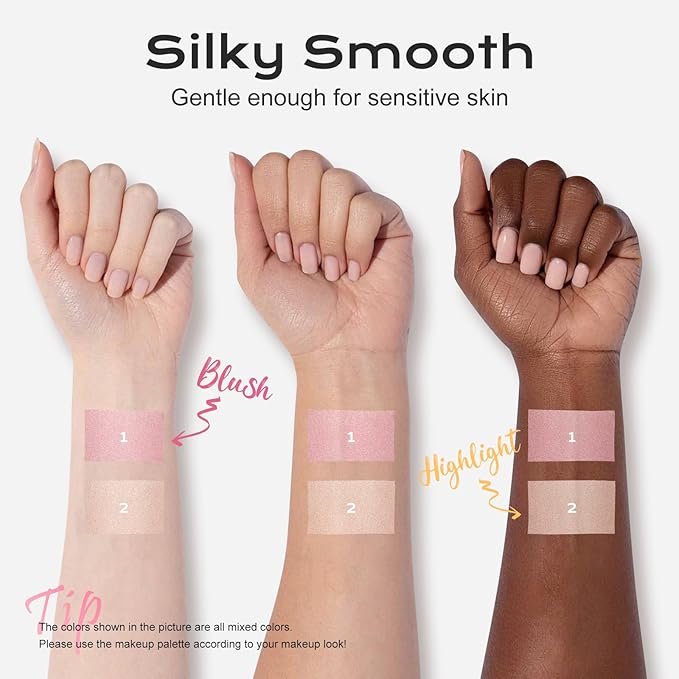 Color Nymph Blush and Highlighter Palette, Makeup Gift Set for Teens
