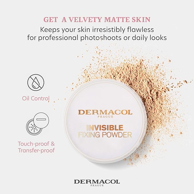 Dermacol Invisible Fixing Powder, Translucent Setting Powder 0.46oz Natural