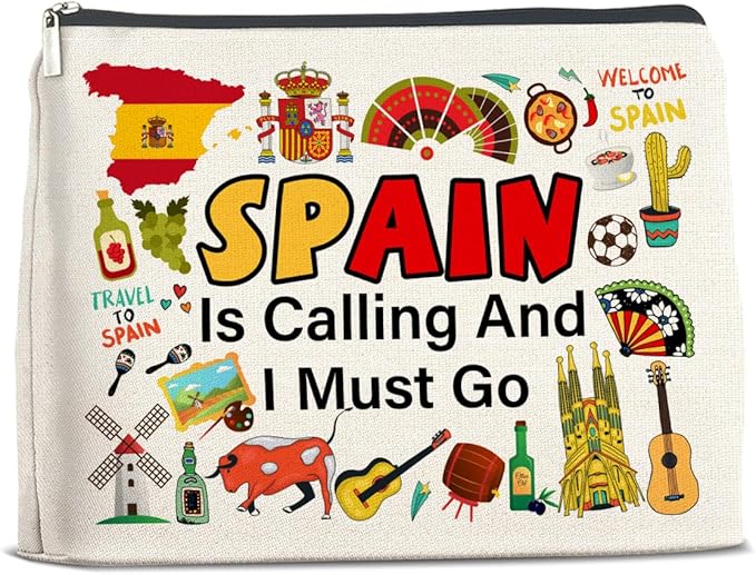 UPNEGE Spain Travel Gifts Makeup Bag - Spain Lover Cosmetic Bag Zipper Pouch