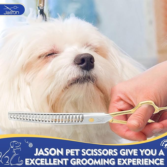 Jason Curved Dog Chunker Scissors - 8" Grooming Downward Shears 23 Teeth