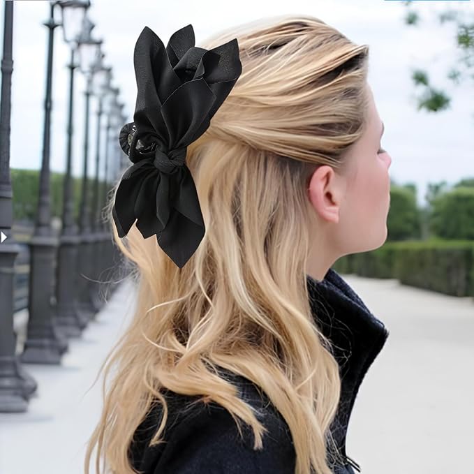 Hadutrek Bow Claw Hair Clips 4PCS Big Hair Bows for Women Butterfly Styling Large Hair Clips for Thin Thick Curly Hair Hair Accessories for Girls Teen Gifts for Ladies