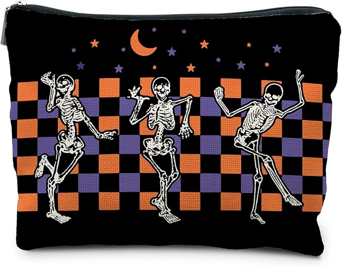 RYYCDOI Gothic Skeleton Makeup Pouch - Witchy & Dark Academia Design, Perfect for Halloween Gifts