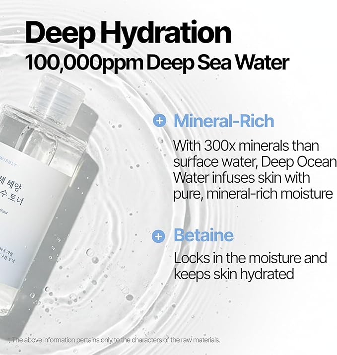 WISELY East Sea Deep Ocean Water Toner | Calming, Gentle Exfoliator, Deep Sea Water for Hydrating, Soft Finish, Korean Facial Toner & Astringent for Men and Women (200ml / 6.7 fl. oz.)