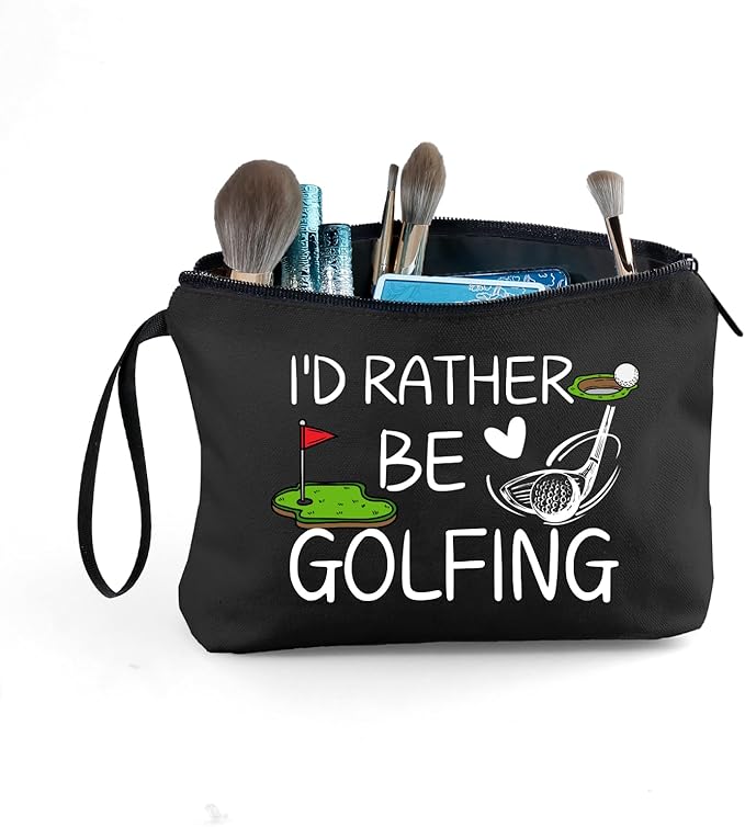 ARIOSEY Golf Gifts for Women, Black Makeup Bag and Golf Accessory Pouch