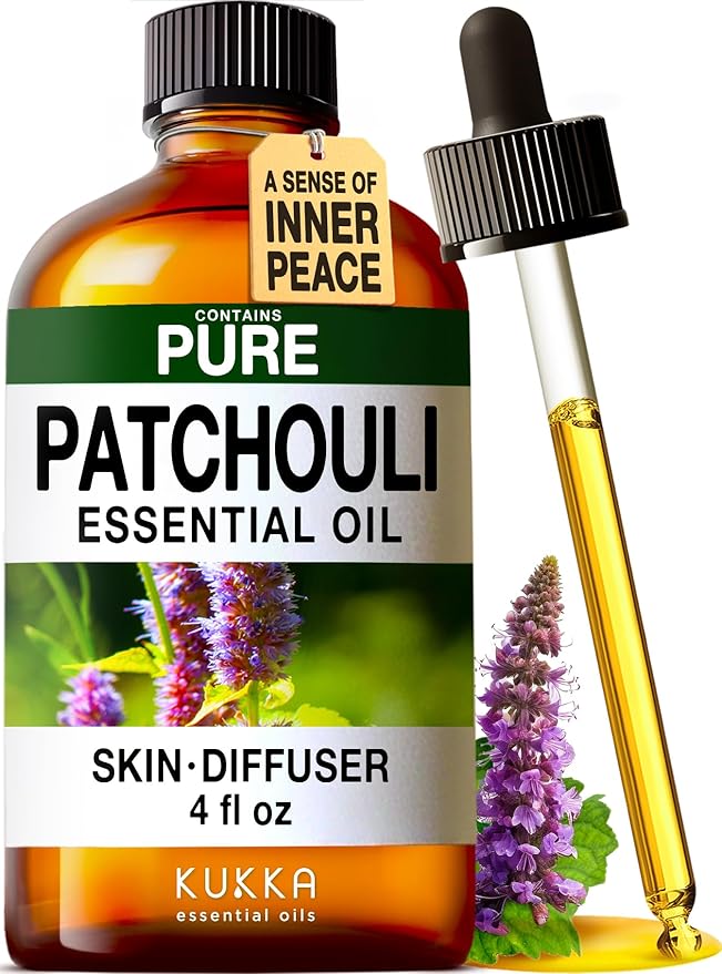 100% Pure Patchouli Oil - 4 Fl Oz Patchouli Essential Oil for Hair, Skin, Diffuser, Aromatherapy & DIY Soap Making Scent