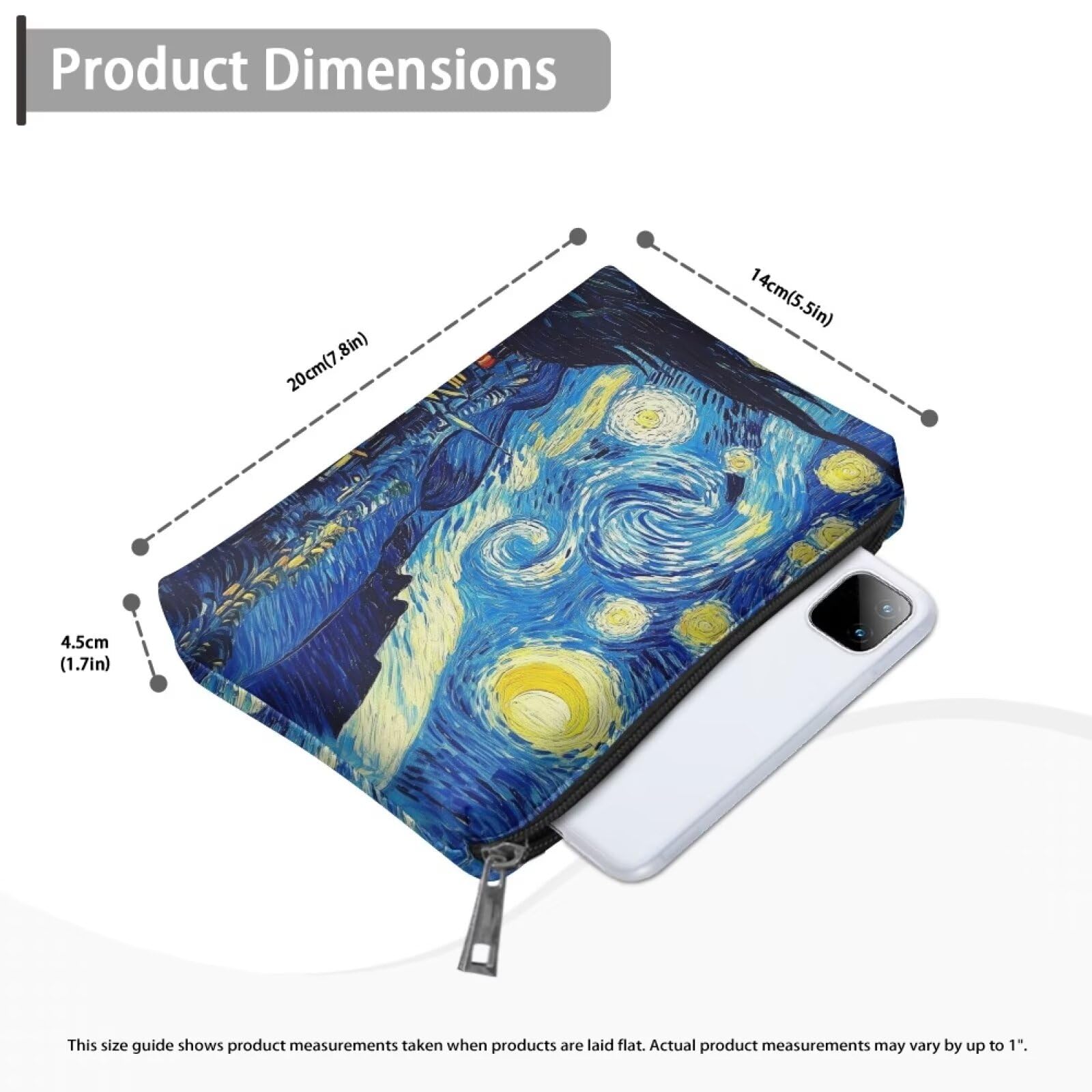 COEQINE Starry Night Makeup Bags for Women Leather Cosmetic Bags for Travel Party Bag Makeup Organizer Bag With Zipper Easy To Clean Fashion Cosmetic Travel Bag Small Cosmetic Wallet for Ladies
