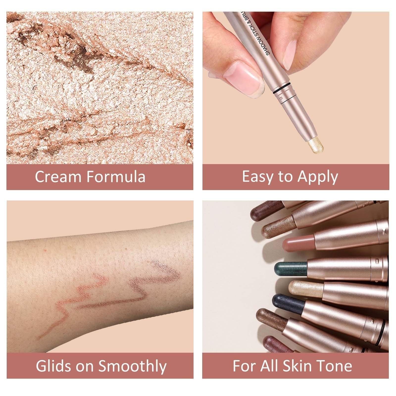 SAUBZEAN Light Pink Eyeshadow Stick Makeup, Highlighter Cream Eye Shadow Pencil, Waterproof Hypoallergenic Long Lasting Matte Crayon, Glitter Primer Palette Shimmer Eyeliner Pen