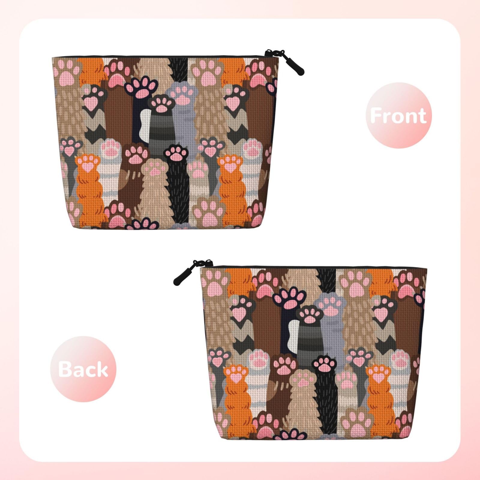 MOLAIGIN Funny Cat Paw Cosmetic Bag For Women, Travel Makeup Bag, Toiletry Zipper Bag, Large Capacity Aesthetic Cases