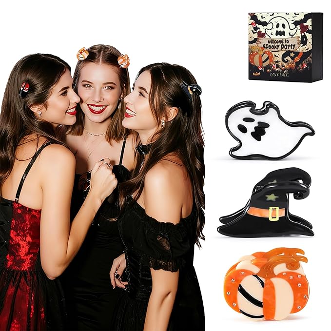 Small Halloween Ghost Hair Claw Clips Acetate Hair Clips for Women 3 PCS