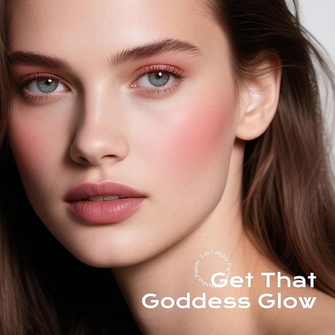 Color Nymph All in One Contour Palette with Blush & Highlighter, 3-in-1 Ultra-Smoothy Powder Palette with Mirror, Travel-Friendly Makeup Palette, Vegan & Cruelty-Free - Sunset Kiss
