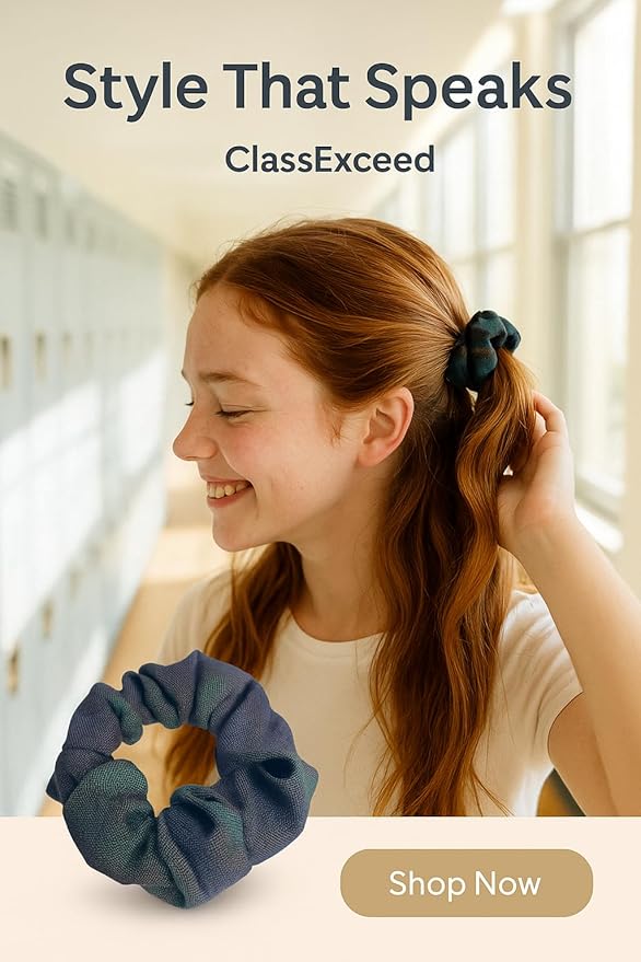 ClassExceed School Uniform Plaid, Plaid Scrunchie, Back to school, handmade school uniform hair accessories (Hunter Navy Plaid79)