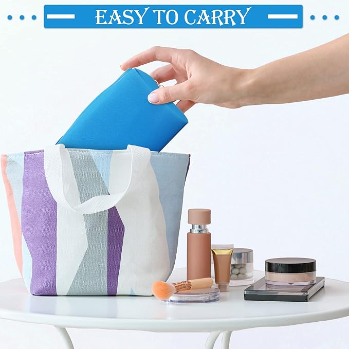 Sanwuta 9 Pcs Makeup Bags Bulk Bridesmaid Proposal Gifts Cosmetic Bags Preppy PU Leather Double Zipper Toiletry Pouch Portable Travel Organizer Case for Women Bachelorette Gift(Blue)