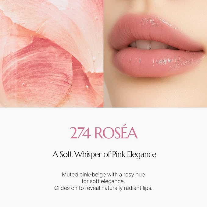 CHALLANS DE PARIS ROUGE de BIJOU Jewel Shine Lipstick – 274 ROSEA | Rosy Pink-Beige, Glossy Shine, Comfortable Hydration, Jewel Complex with Diamond • Ruby • Pearl Powders (274 ROSEA, 0.63 ounces)