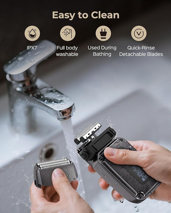 VGRPRO Foil Shaver for Men, Waterproof Cordless Electric Razor