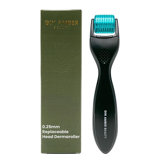 Gin Amber Beauty Derma Roller - Individual Needles, Face & Scalp, 0.25 mm