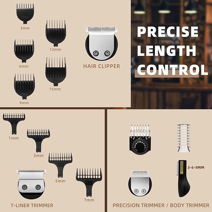 Ufree 7-in-1 Beard Trimmer for Men, Electric Razor Shaver, Men Grooming Kit