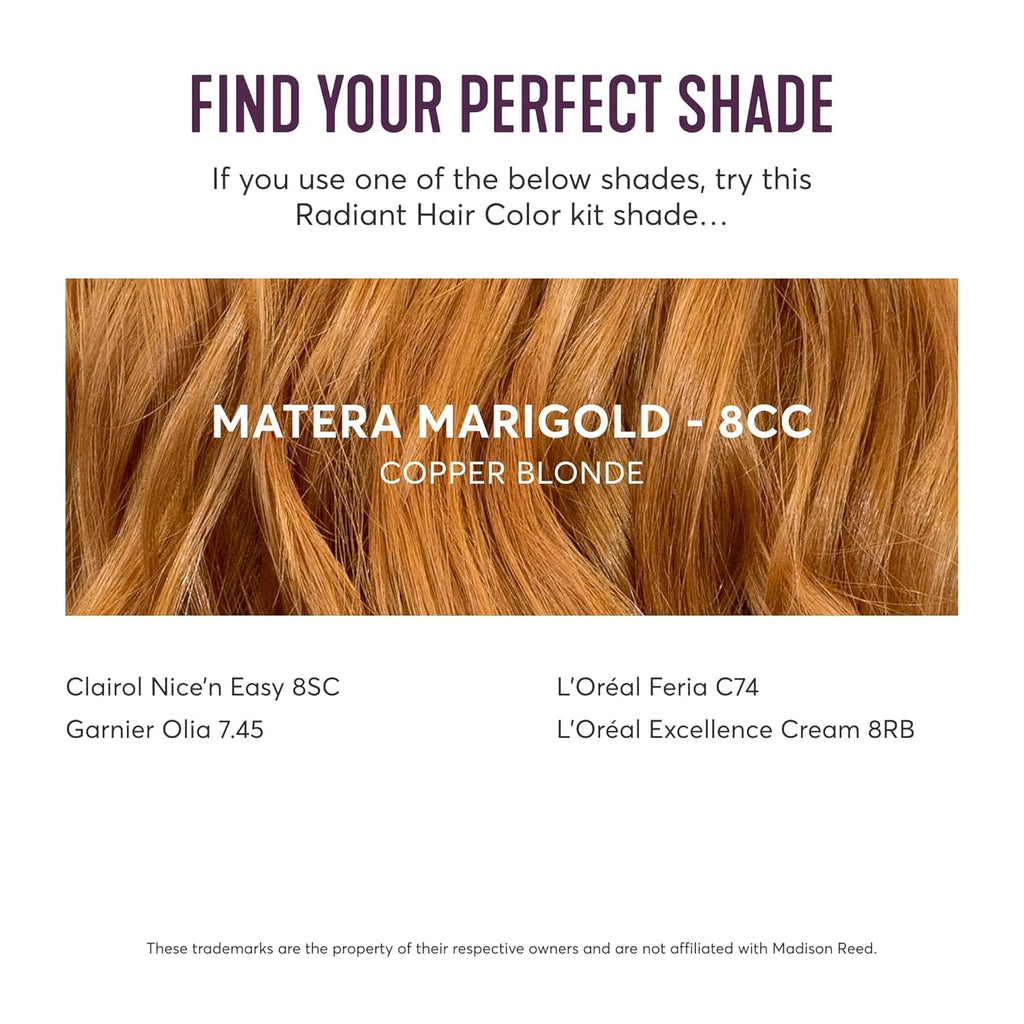 Madison Reed Radiant Hair Color Kit - 8CC Dark Vivid Copper Blonde (Matera Marigold), Vivid Permanent Hair Dye for Bold Color & Maximum Shine | PPD-Free & Ammonia-Free, 1 Pack