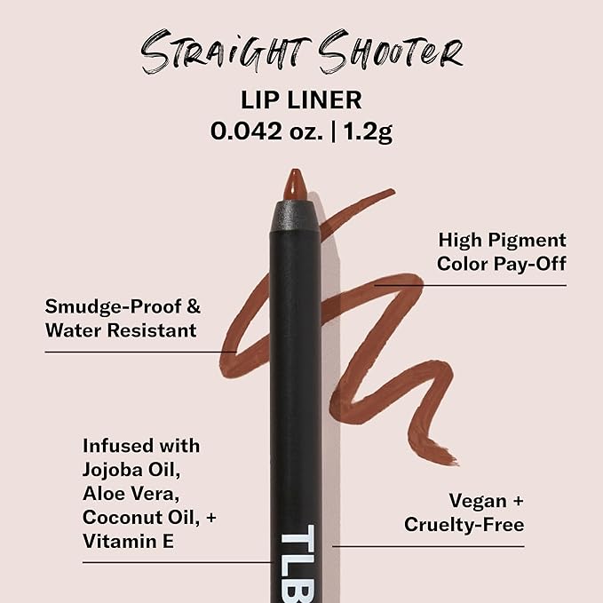 The Lip Bar - Lip Liner, Straight Shooter (Medium Brown) - High Pigment & Super Creamy - Smudge Proof & Water Resistant - Jojoba Oil, Aloe Vera, Coconut Oil, Vitamin E - Vegan & Cruelty Free -.042 oz