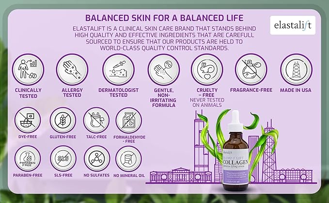 Elastalift Collagen Serum for Face + Body Cream & Face Moisturizer Skin Care Bundle, Face Serum + Body Lotion for Skin to Lift, Plump, & Firm Sagging Skin, 2-Piece Set