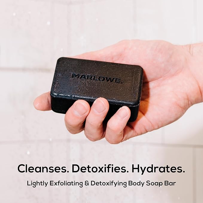 MARLOWE. Charcoal Soap, Cleansing Body Bar Soap for Men, 7 oz(12 Bars)