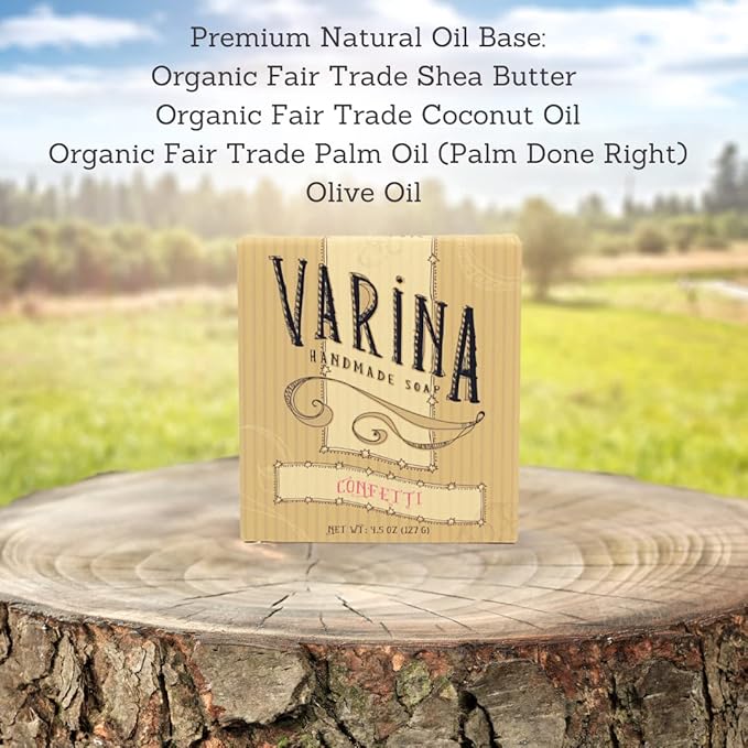 Natural Confetti Bar Soap - Gentle Cleansing for Sensitive Skin, Sweet and Vanilla - 3 Pack