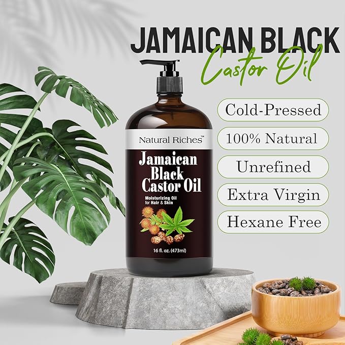 Jamaican Black Castor Oil 16 Fl Oz Glass Bottle Hair Growth Oil