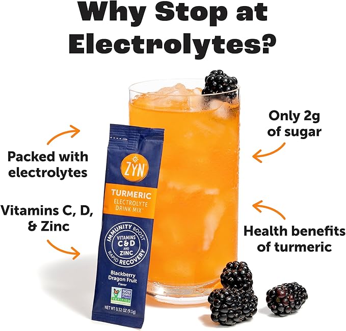 ZYN Electrolyte Variety Pack, Hydration Packets, Turmeric, 16 Count