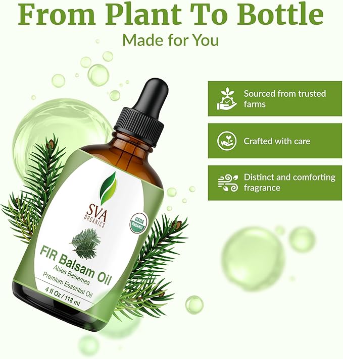 SVA Organic Fir Balsam Essential Oil with Dropper, 4 Fl Oz (118 ml)