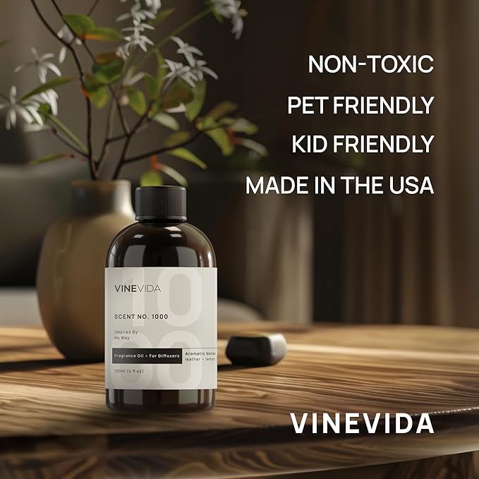 VINEVIDA Mahogany Teakwood Fragrance Oil for Cold Air Diffusers - 4 Fl Oz - Essential Oils for Diffuser Oil Refill & Air Freshener Room Spray