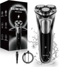 Sejoy Men's Electric Shaver, Men's Shaver, Men's Beard Shaver, Wireless Electric Shavers, IPX7 Waterproof, with Pop-Up Trimmer, 80,000 Power: 1 Hour Fast Charging-3D Floating Head, Black