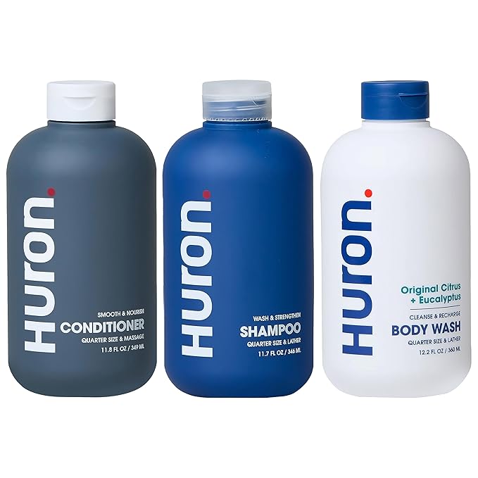 Huron Shampoo, Conditioner & Body Wash, Citrus + Eucalyptus 3-pack (11.3oz)