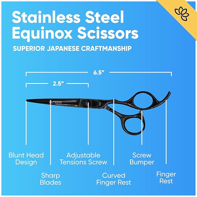 Equinox Razor Edge Series Professional Hair Scissors - 6.5 Premium Japanese Stainless Steel Hair Cutting Scissors, Hair Shears, Hair Razors for Hair Cutting, Barber Accessories & Hair Salon Supplies