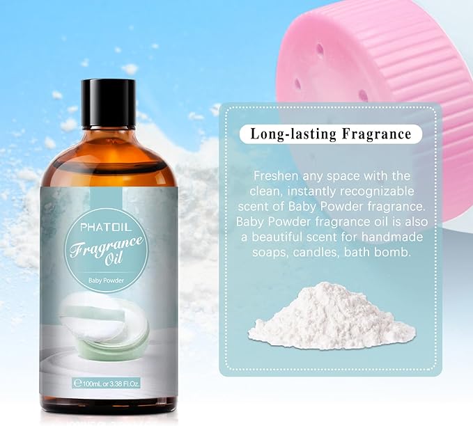 PHATOIL Baby Powder Fragrance Oil for Diffuser Aromatherapy 3.38FL.OZ