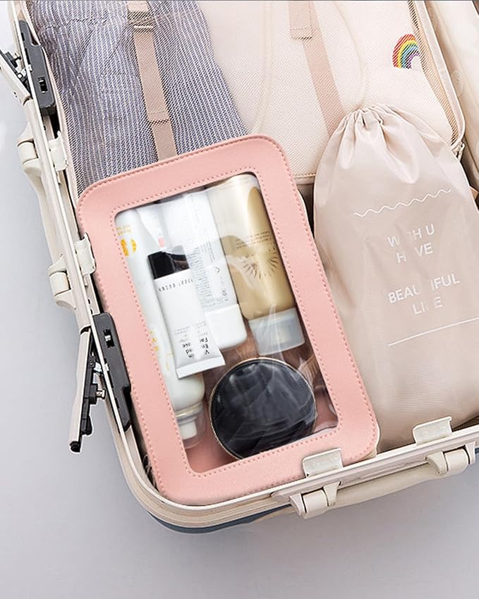 FFpaw 2 Pcs Clear Makup Bag Set, Clear Cosmetic Bags with Zipper Waterproof Small Travel Cosmetic Case Cute Make Up Pouch Mini Car Essentials for Women Travel Car Organizer