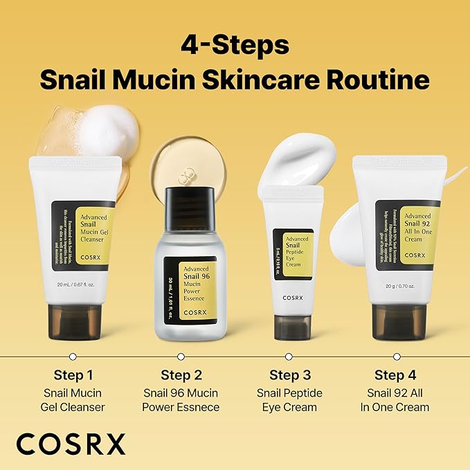 COSRX All About Snail Mucin Korean Skin Care Set, Mini Travel Essentials