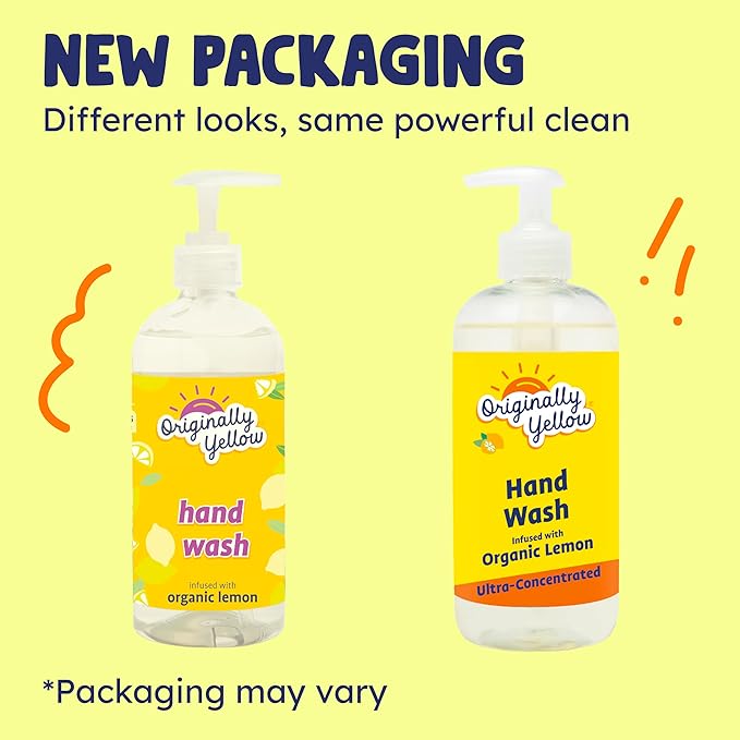 Originally Yellow Hand Soap Infused with Organic Lemon | Gentle Hand Soap |, 16 Fl Oz (3-Pack)