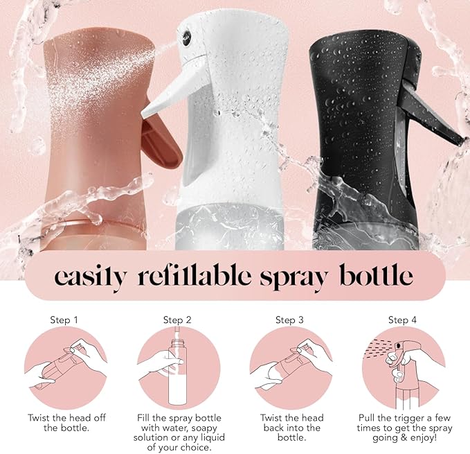 Kitsch Continuous Spray Bottle for Hair – Black, 150ml