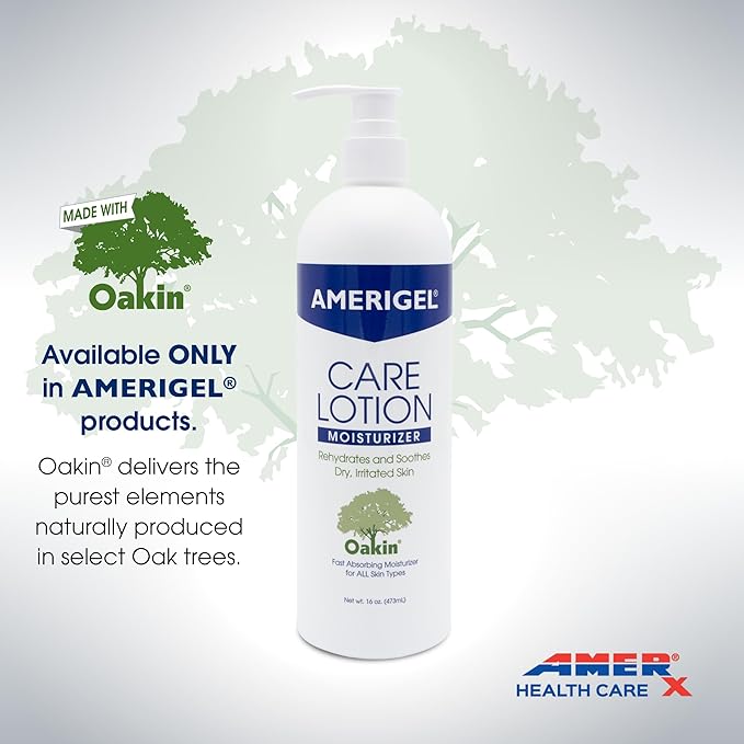 AMERIGEL Care Lotion | Hypoallergenic Moisturizer Rehydrates & Soothes Dry Irritated Skin | Supports Diabetic Skin Care, Minimizes Appearance of Hemosiderin Staining & Venous Stasis Dermatitis (16 oz)