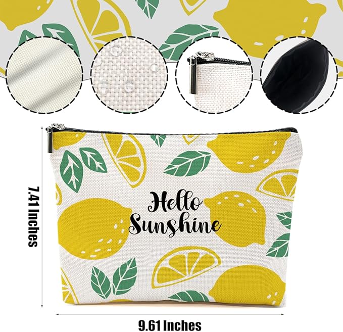 Lemon Makeup Bag Inspirational Cosmetic Bag Sunshine Gifts for Women Girls
